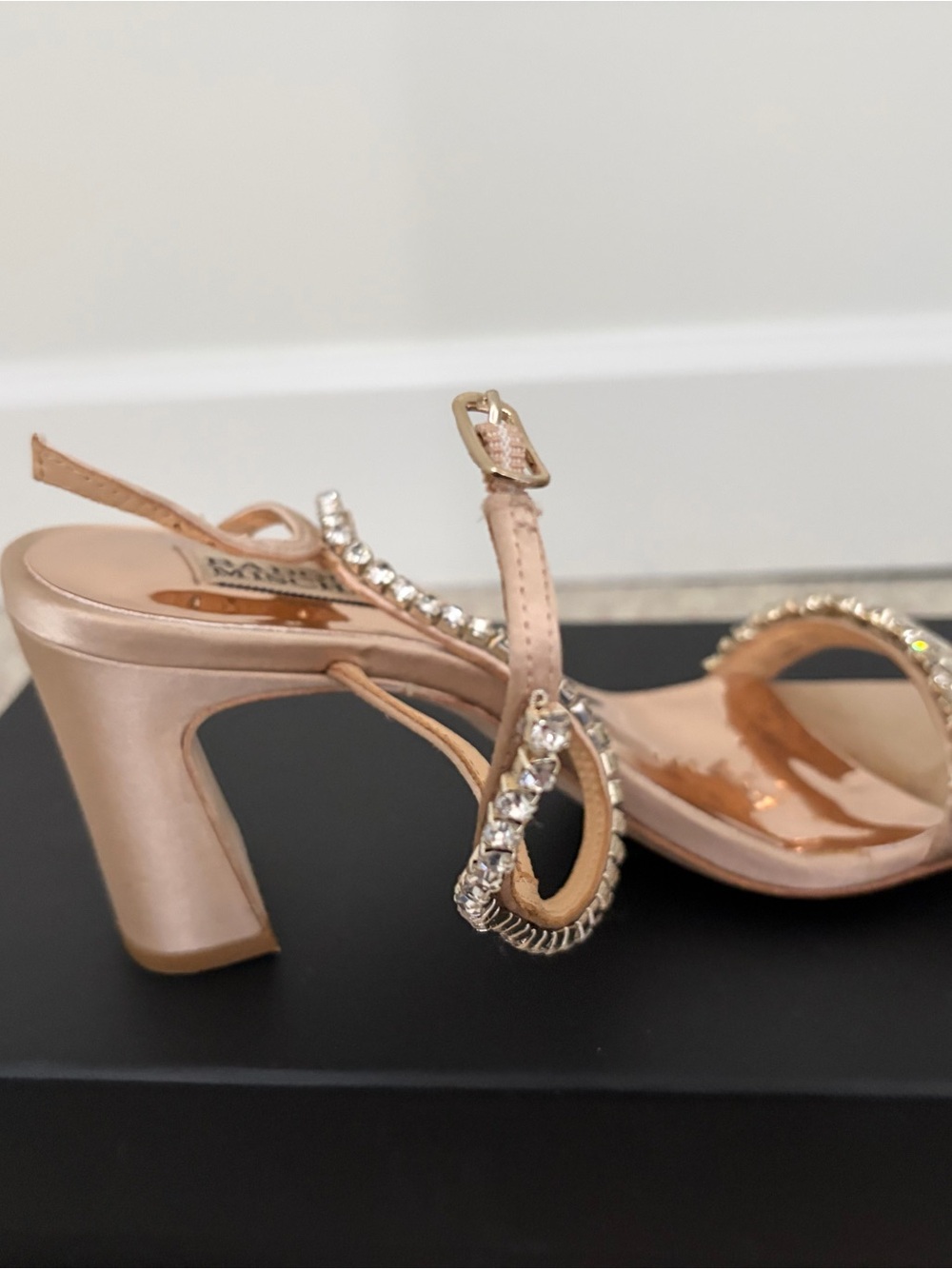 Badgley Mischka Rose Gold Crystal-Embellished Strappy Heels - Picture 4 of 6